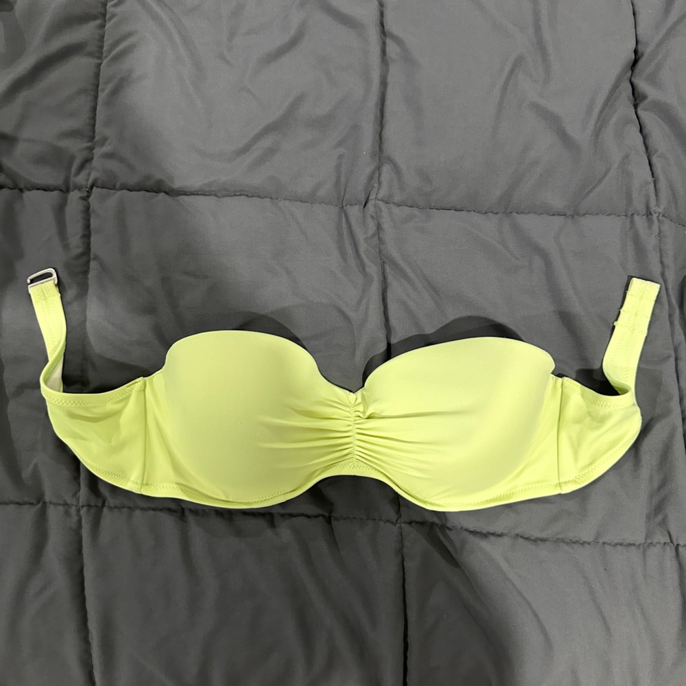 Neon green strapless bathing suit bikini top